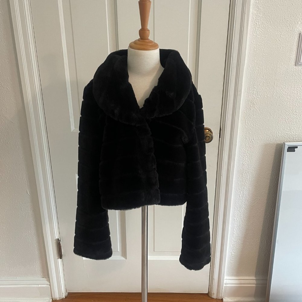 Janie and Jack cropped faux fur jacket size10-12